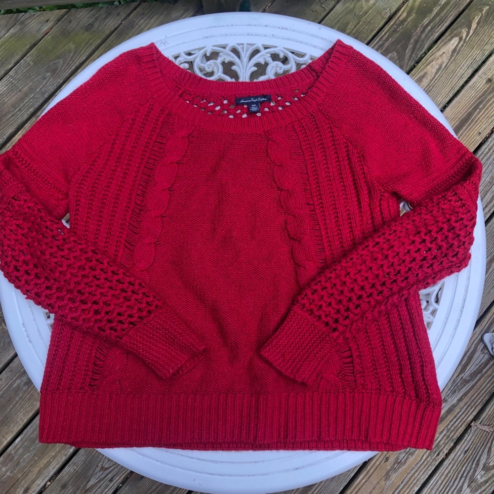 AE Red Loose Knit Sweater